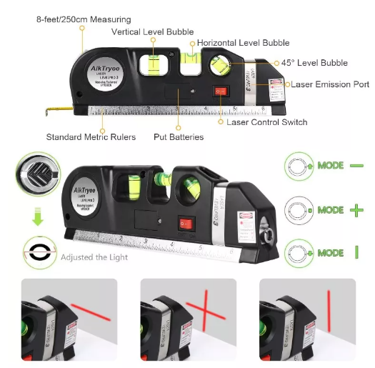 Nivel Laser 3 Burbujas Cinta Métrica